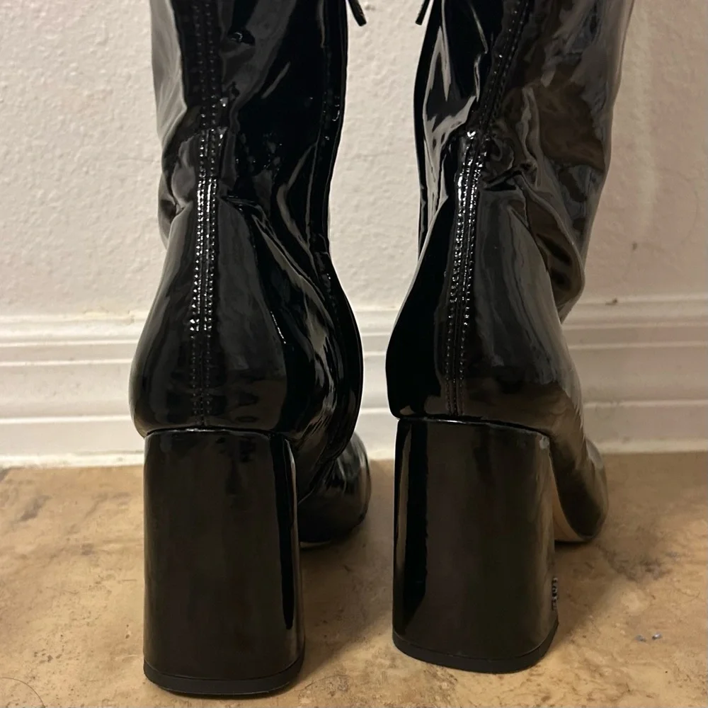 Sam Edelman | Cosette Black Patent Leather Over-The-Knee Block Heel Boots 9.5